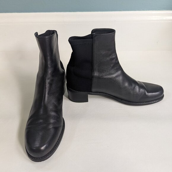 Stuart Weitzman Women's Easy On Reserve Leather Chelsea Boot Size 9.5 Black - Picture 1 of 8